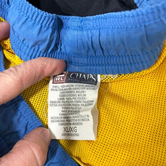 Chaps Ralph Lauren Mens Sz XL Black & Blue Swim Trunks Beach Y2K Preppy Summer - Picture 2 of 5